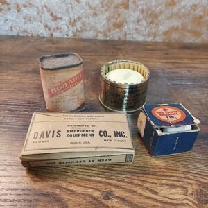 Vintage Johnson & Johnson Sulphur Fumigator Bon Ami Tin Davis Bandage Lot 4pc